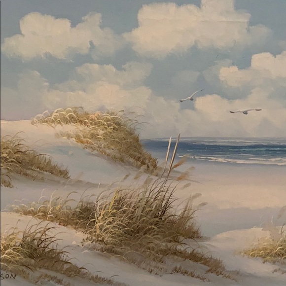 R Wilson beachscape painting on canvas - Picture 3 of 4